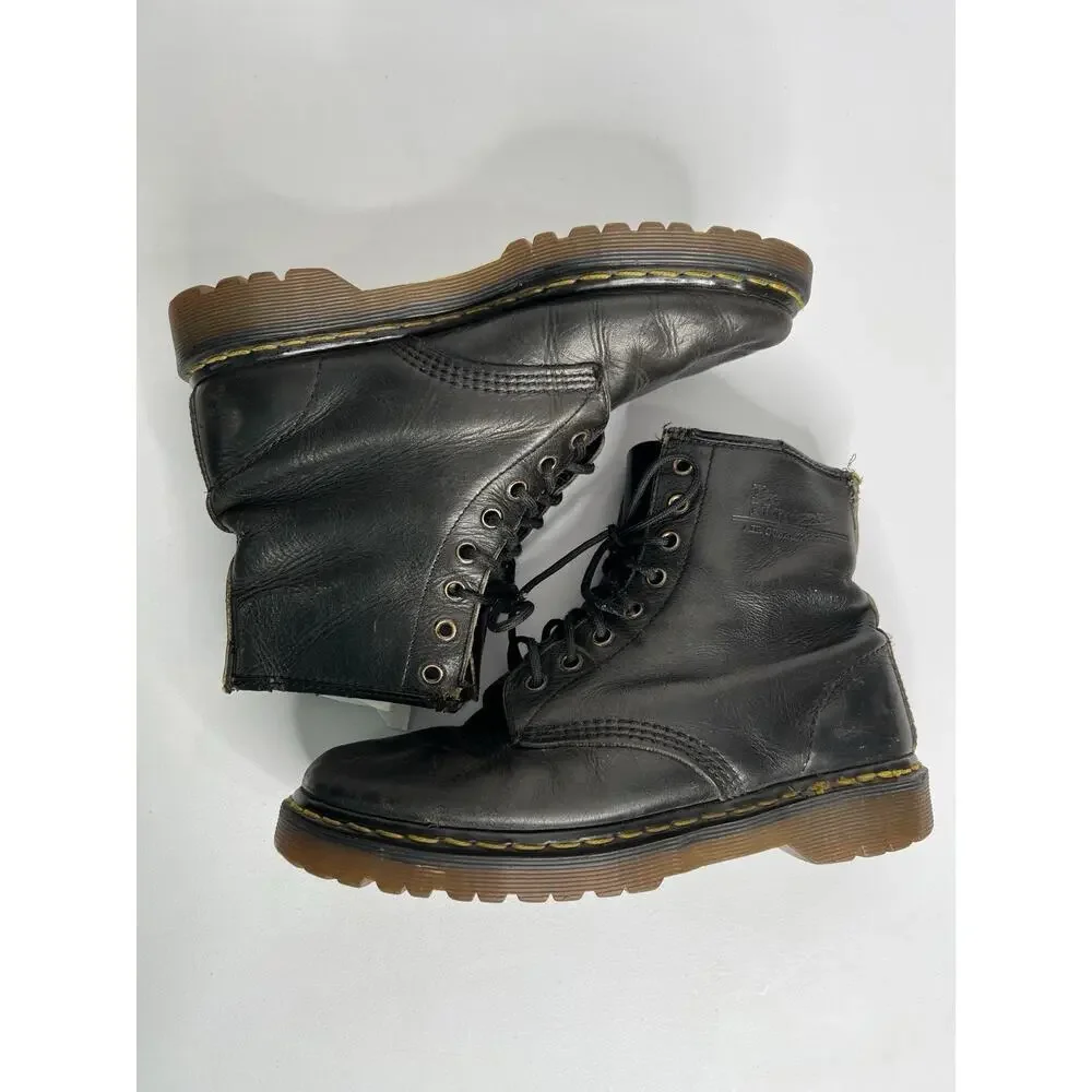 Dr. Martens 1460 Boots Black Leather Made In England Lace Vintage Men’s Size 7